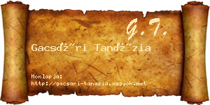 Gacsári Tanázia névjegykártya